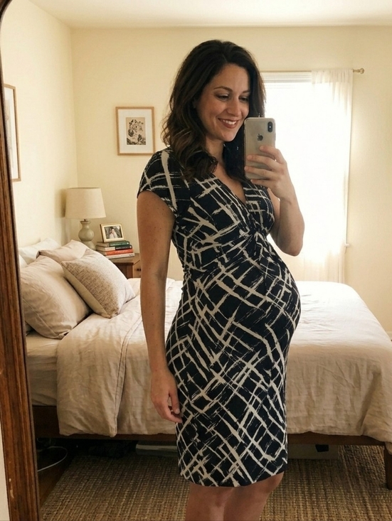 Motherhood Maternity Dresses & Skirts - Motherhood Maternity Dress  Black Cream Stretch Comfy Flowy Professional